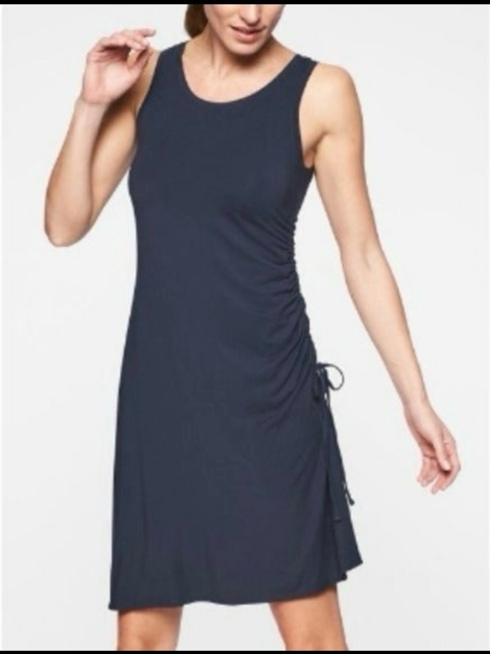 Athleta Navy Side-Ruched Tank Dress